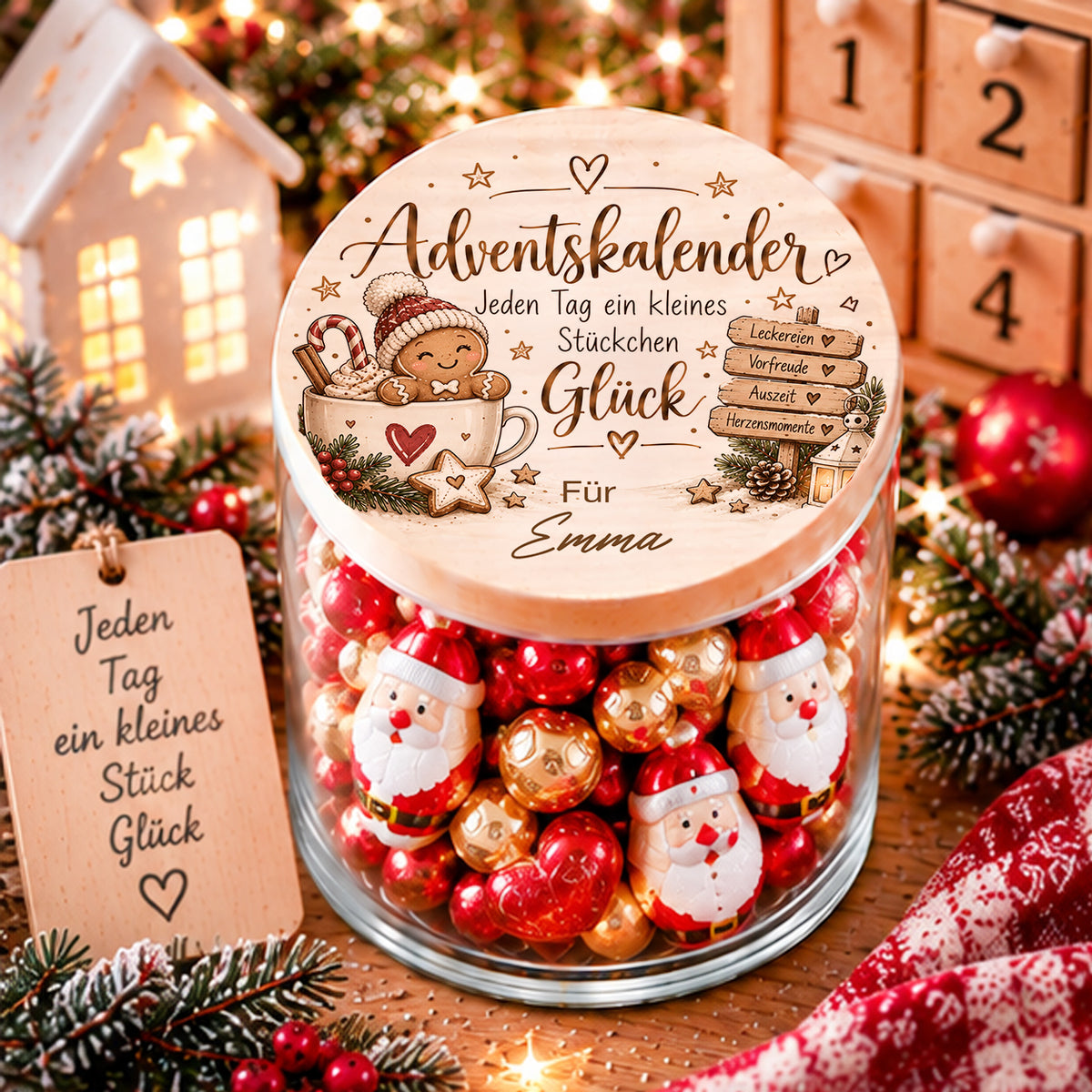 Personalisierter Adventskalender Jeden Tag ein kleines Stückchen Glück