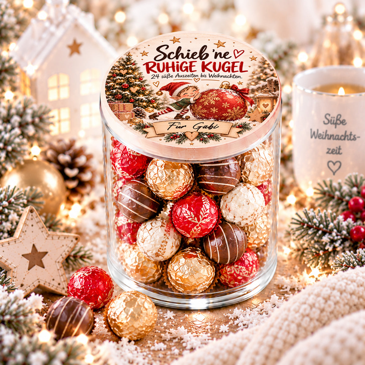 Personalisierter Adventskalender Schieb ne ruhige Kugel mit Name