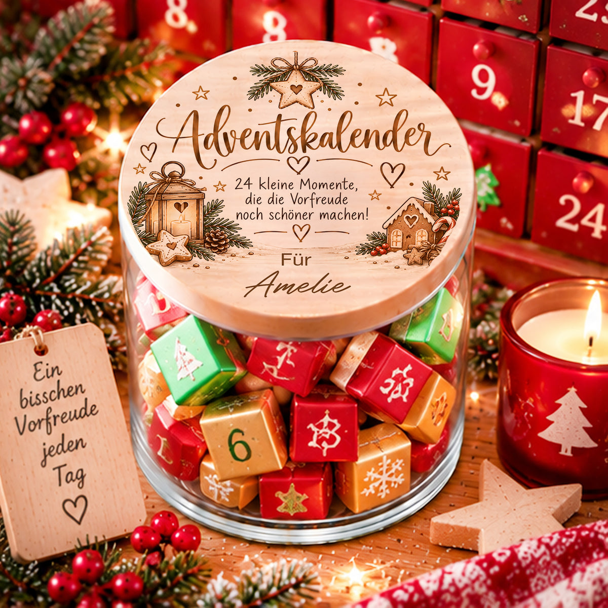 Personalisierter Adventskalender mit Name und 24 kleinen Momenten voller Vorfreude