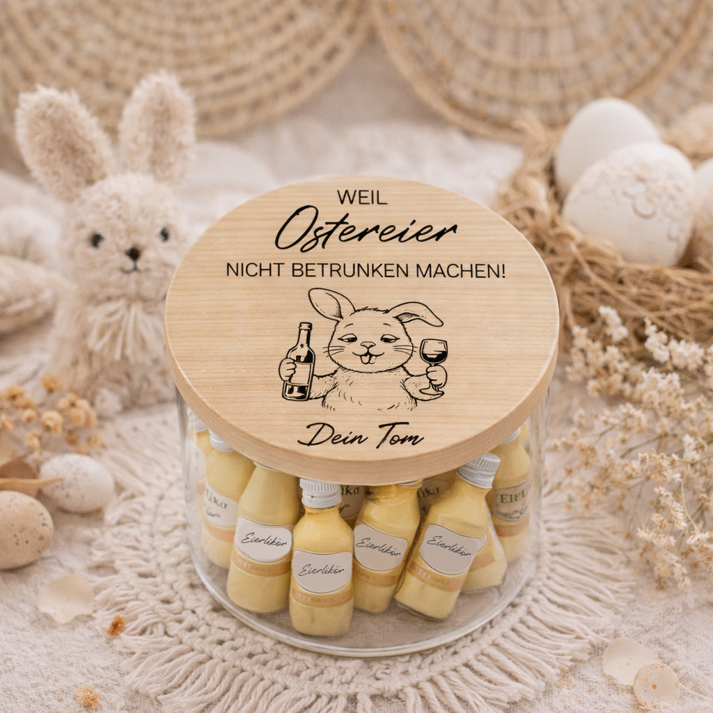 Boho Oster Vorratsglas mit Hasenmotiv und Süßigkeitenfüllung