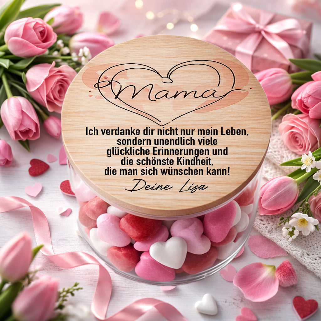 Dankeschön Geschenk für Mama personalisiert – Emotionales Vorratsglas mit Gravur | Mama ich verdanke dir mein Leben Geschenk mit Name