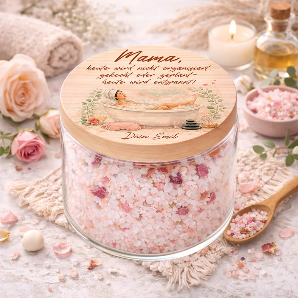 Personalisiertes Vorratsglas als Entspannung Geschenk für Mama mit Wellness Motiv und Name