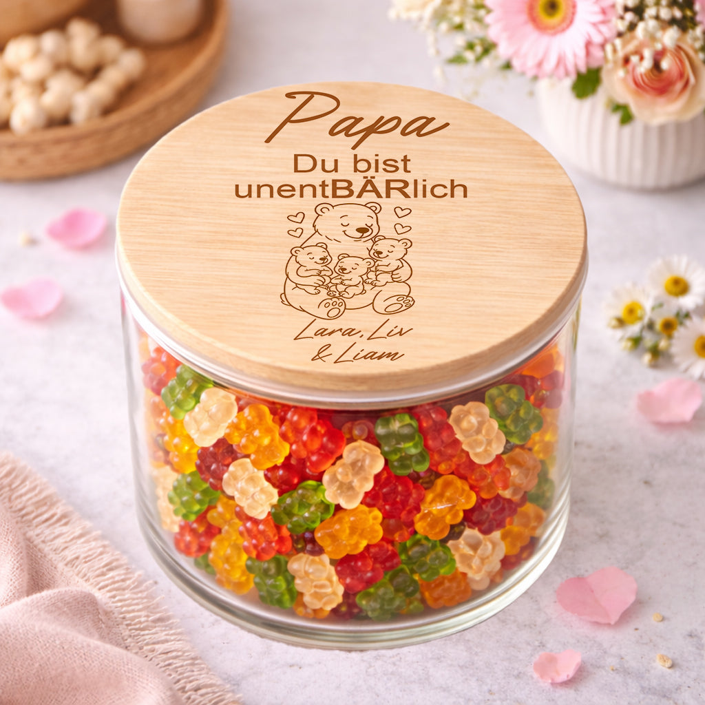 Papa Geschenk personalisiert Papa unentBÄRlich Vorratsglas Vatertagsgeschenk Gummibärchen Glas Papa Geschenk für Papa Geburtstag Mann