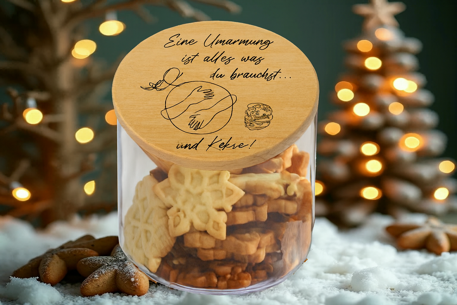 Geschenkglas Weihnachten – Vorratsglas mit Gravur und Holzdeckel