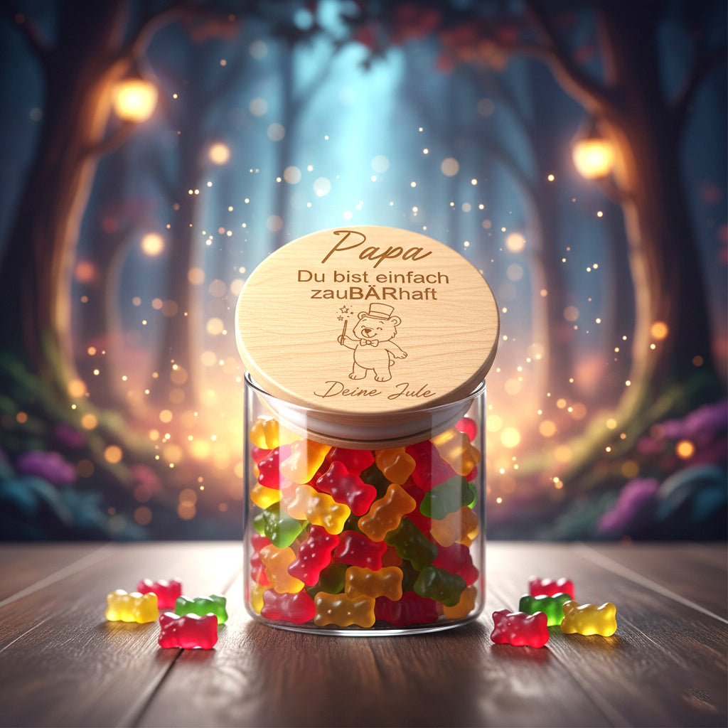 Papa Geschenk personalisiert Papa du bist unentBÄRlich Vatertagsgeschenk Papa Gummibärchen Glas Geschenk für Papa von Kind