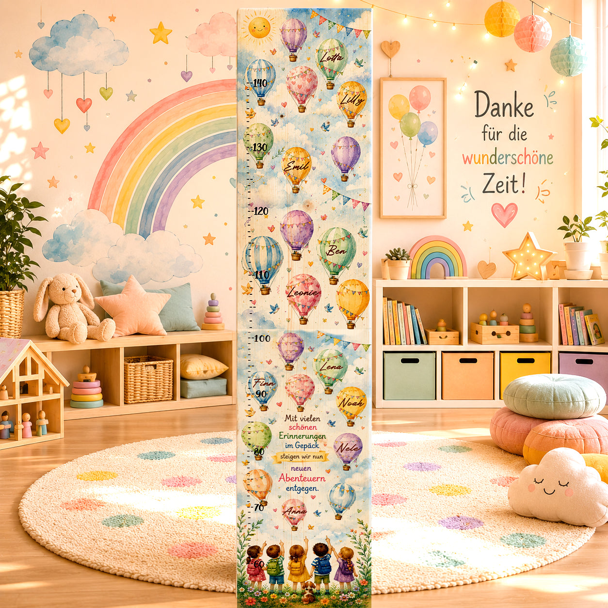 Messlatte Heißluftballon personalisiert | Kita Abschiedsgeschenk mit Namen