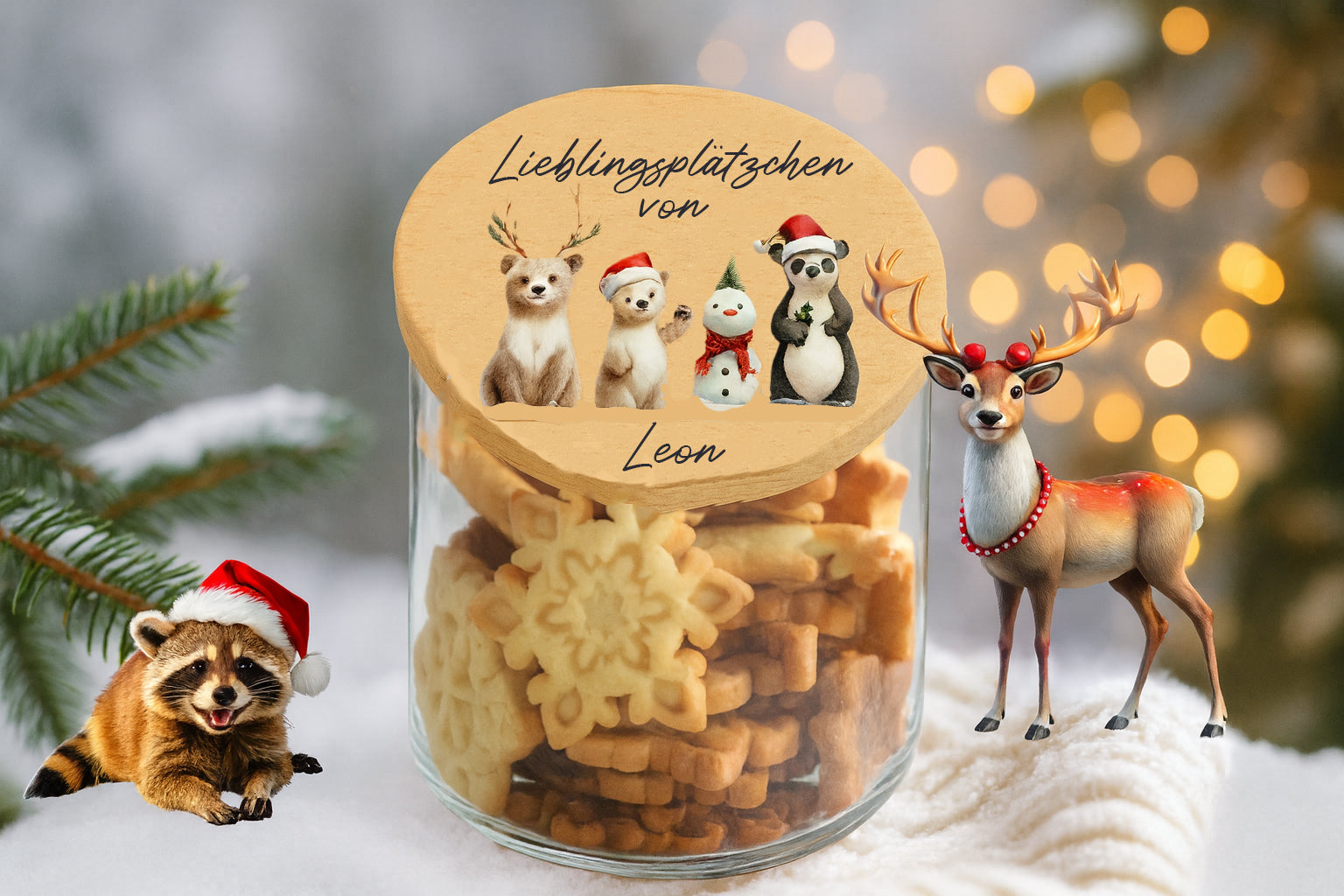 Glasdose für Kekse Weihnachten – personalisiert mit Wunschnamen