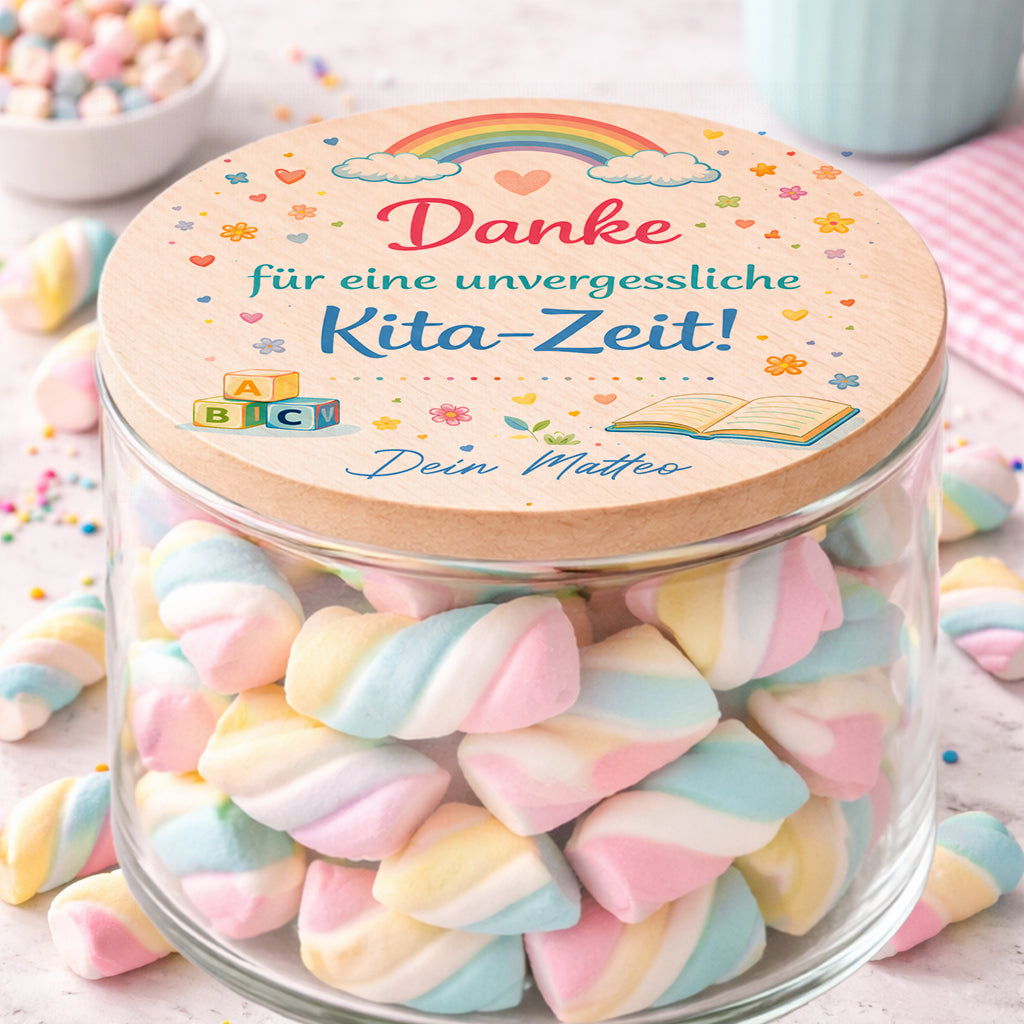 Personalisiertes Kita Abschied Geschenk Vorratsglas mit Namen für Erzieher