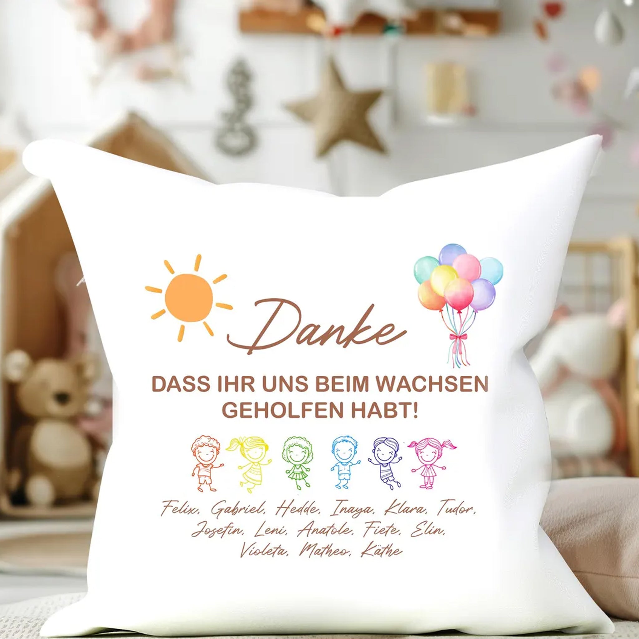 Personalisiertes Kissen Kita Abschied mit Kindernamen Geschenk für Erzieher