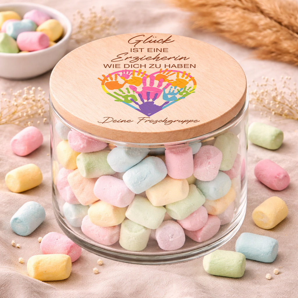Kleines personalisiertes Vorratsglas als Kita Abschied Geschenk