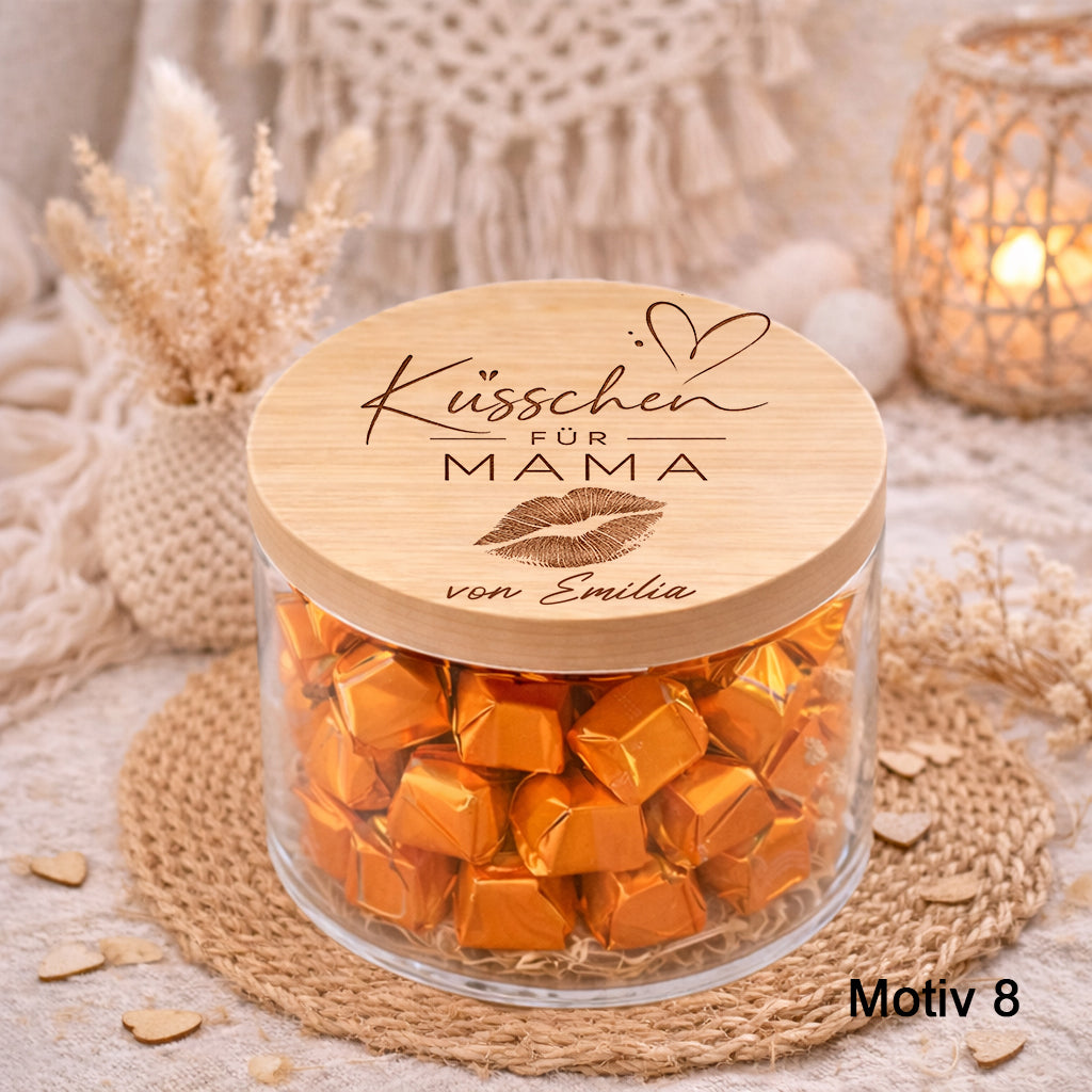 Mama Geschenk personalisiert – Küsschen für die beste Mama der Welt Muttertag Vorratsglas Ferrero Küsschen Mama Geburtstag Geschenk Idee