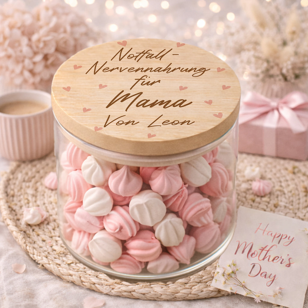 Personalisiertes Vorratsglas lustiges Mama Geschenk Nervennahrung für Mama mit Name