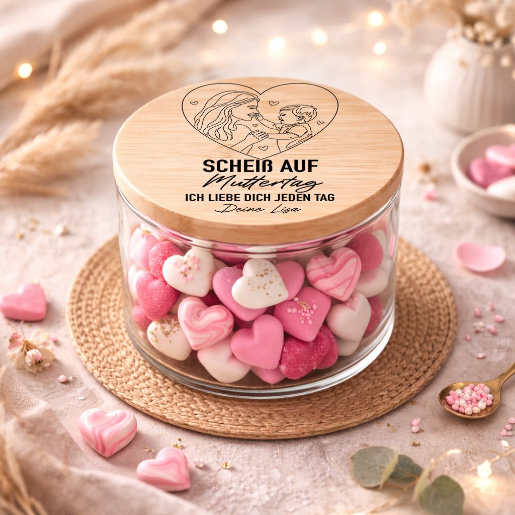 Personalisiertes Vorratsglas Mama Geschenk lustiger Spruch ich liebe dich jeden Tag mit Name