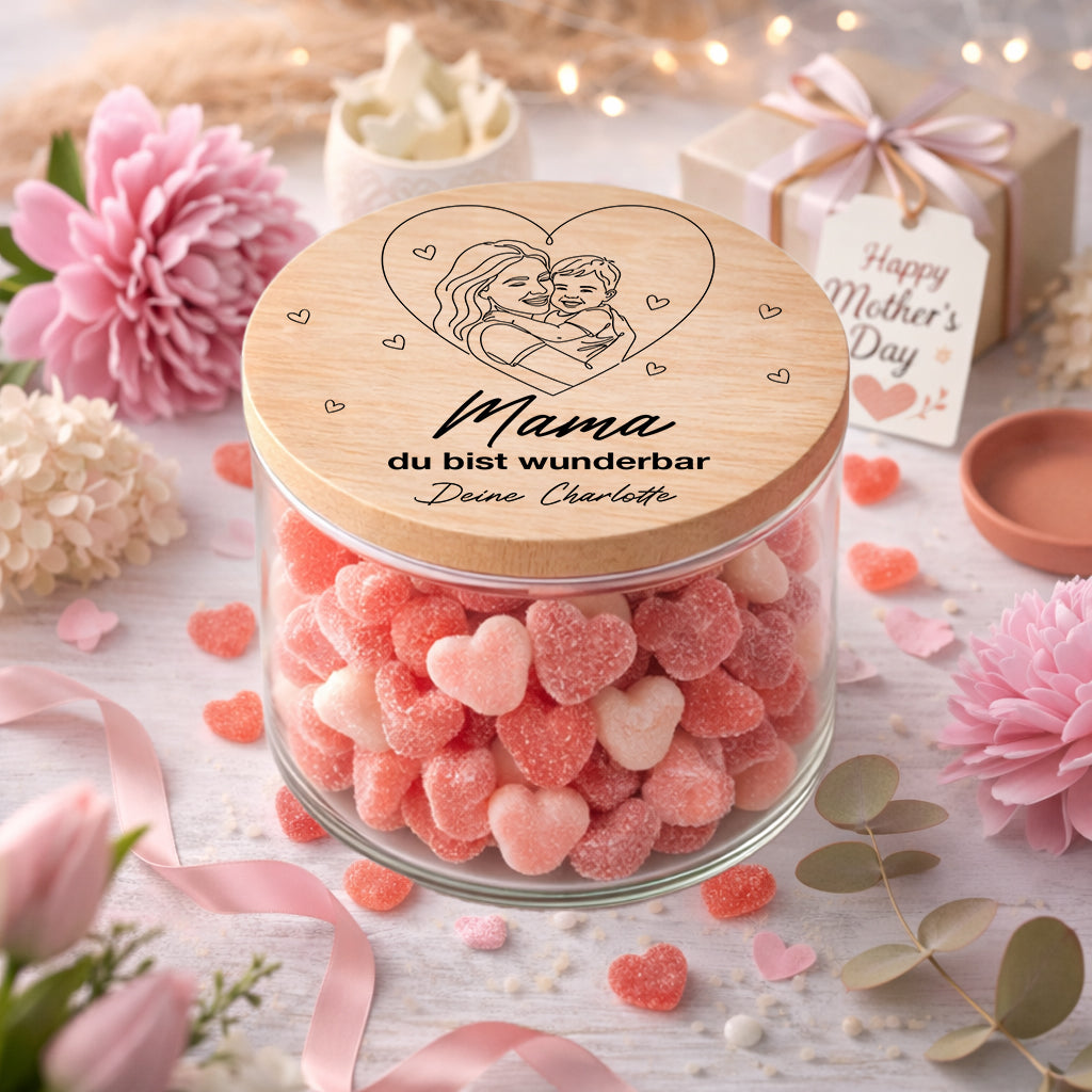 Mama Geburtstag Geschenk personalisiert Du bist wunderbar Vorratsglas Geschenk für Mama Muttertag One Line Art Design