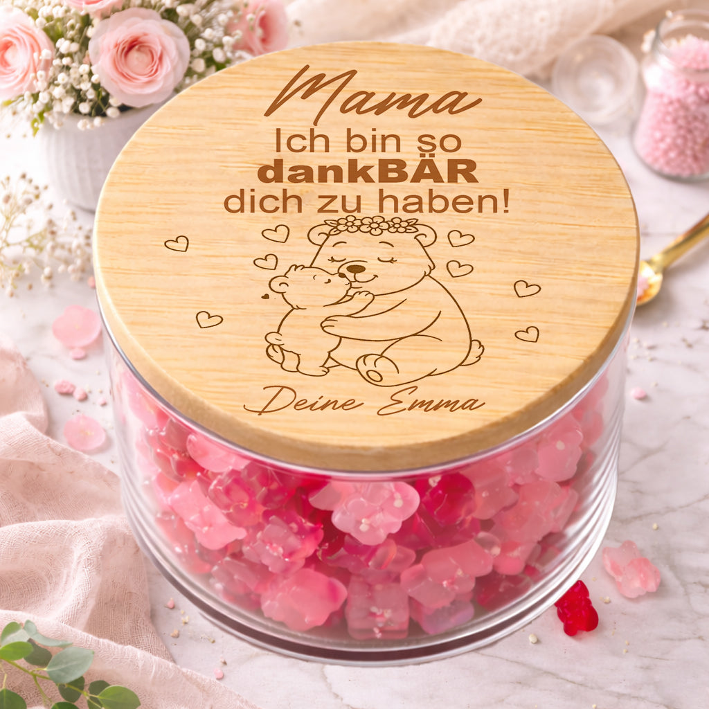 Personalisiertes Mama Geschenk Vorratsglas dankBÄR mit Namen Muttertag