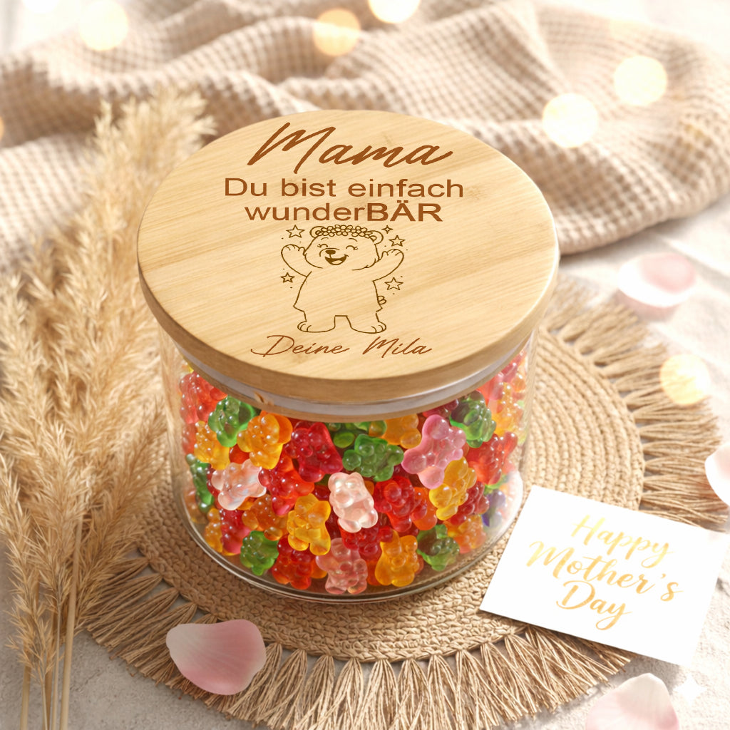 Muttertagsgeschenk personalisiert Mama Geschenk Mama du bist unentBÄRlich Geschenk für Mama Vorratsglas Gummibärchen Geburtstag Muttertag