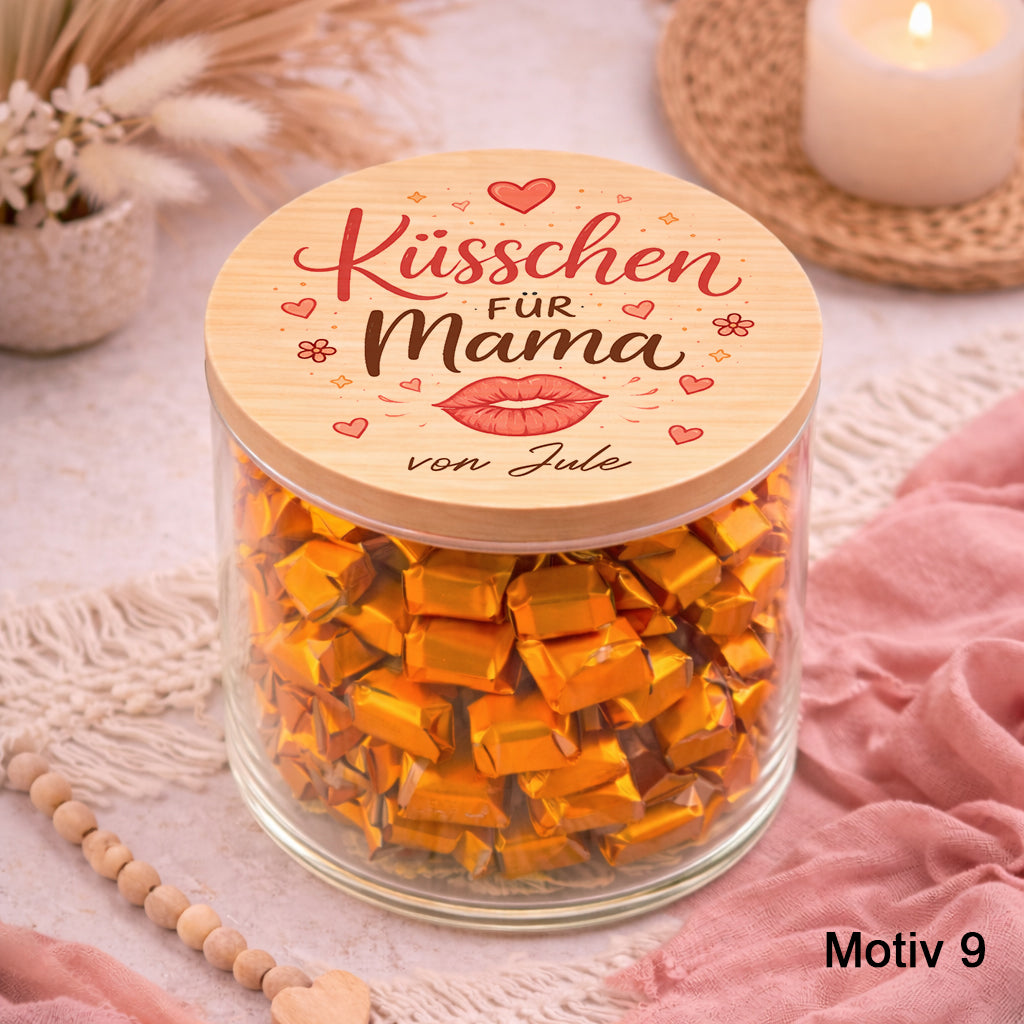 Mama Geschenk personalisiert – Küsschen für die beste Mama der Welt Muttertag Vorratsglas Ferrero Küsschen Mama Geburtstag Geschenk Idee