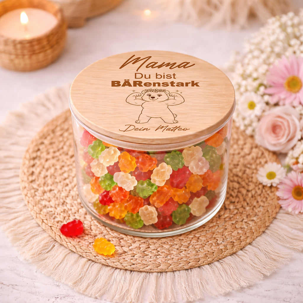 Mama Geschenk personalisiert Vorratsglas Mama du bist BÄRenstark Muttertagsgeschenk Geschenk von Kind Danke starke Mama Geschenkidee