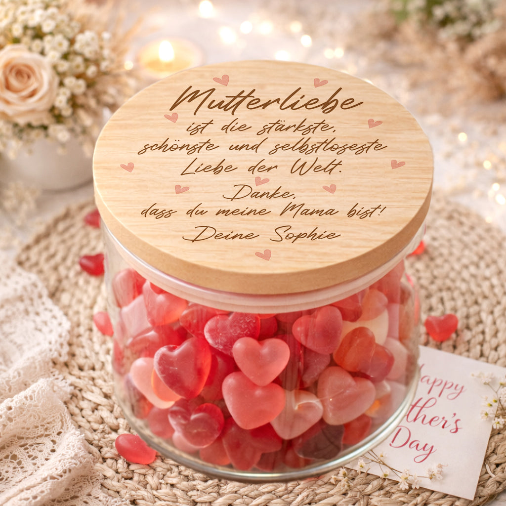 Geschenk Mama Vorratsglas Muttertag „Mutterliebe“ Muttertagsgeschenk personalisiert Beste Mama der Welt
