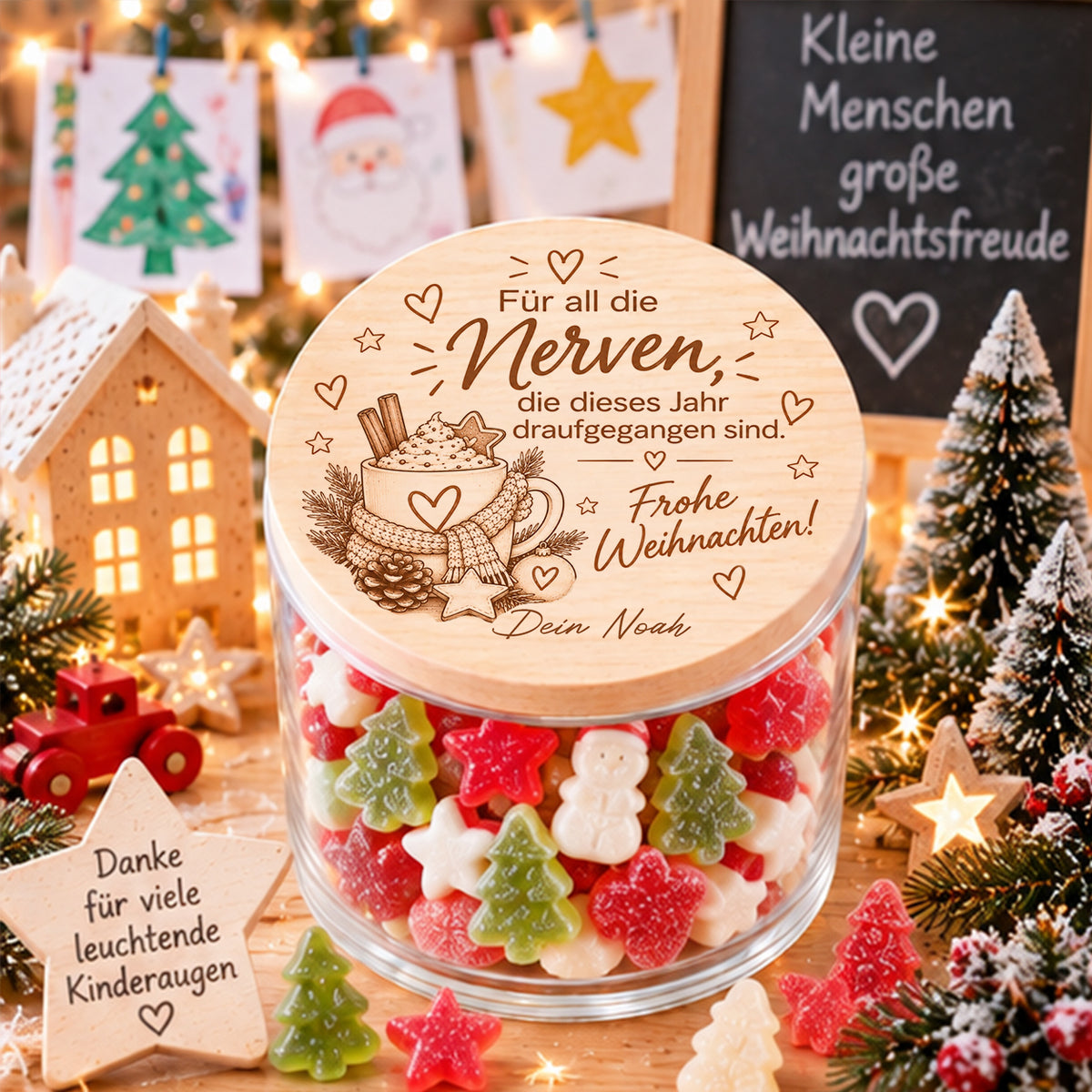 Nervennahrung für Erzieherin zu Weihnachten als personalisiertes Kita Geschenk mit Namen