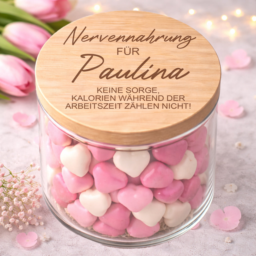Nervennahrung Vorratsglas personalisiert Geschenk für Büro Kollegen