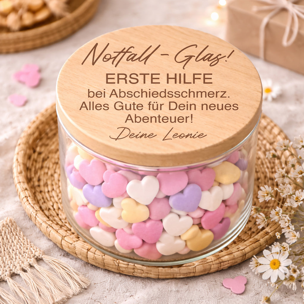 Notfall Glas Abschied Kollegen personalisiertes Geschenk