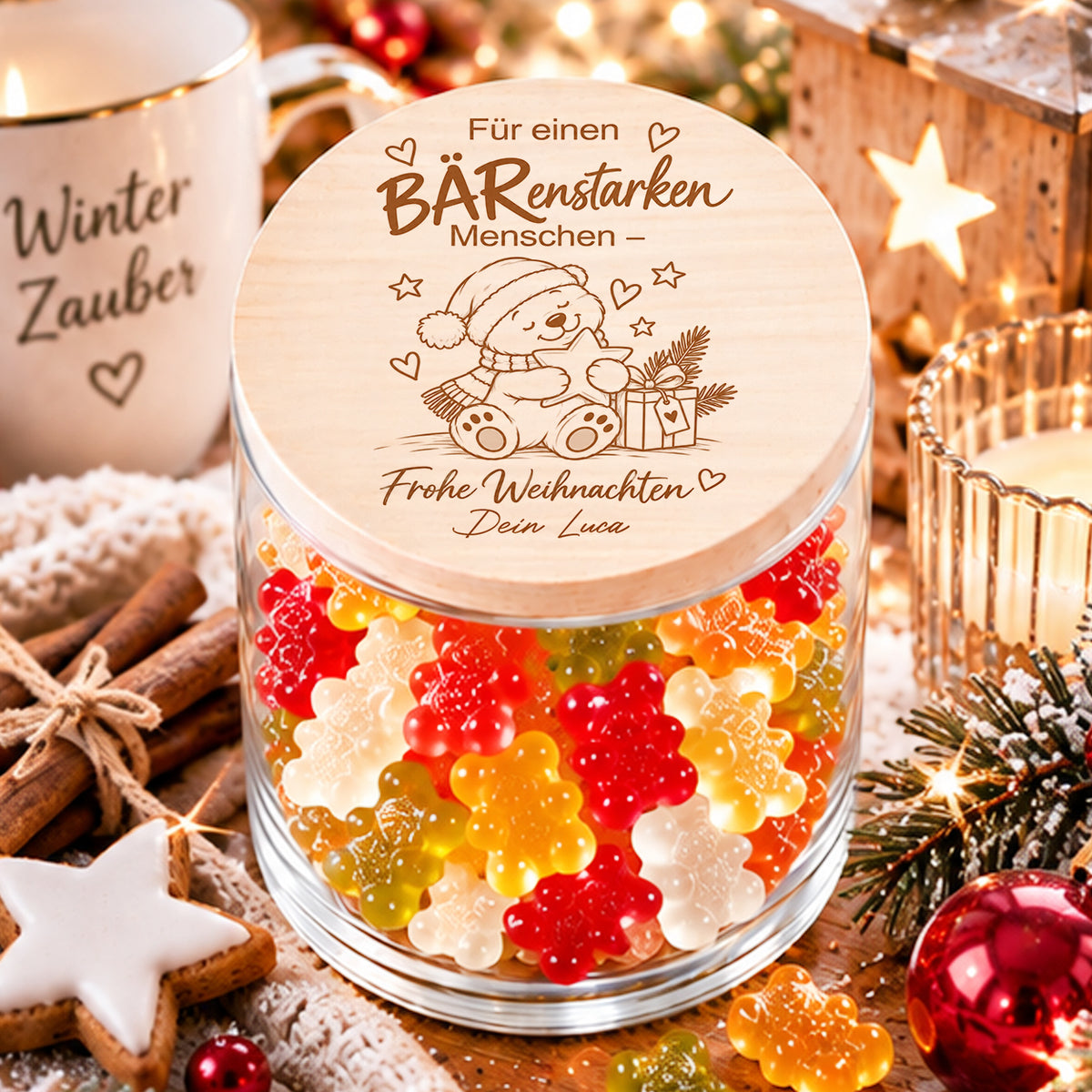 Originelles Weihnachtsgeschenk mit BÄRenstark Wortspiel und Weihnachtsbär