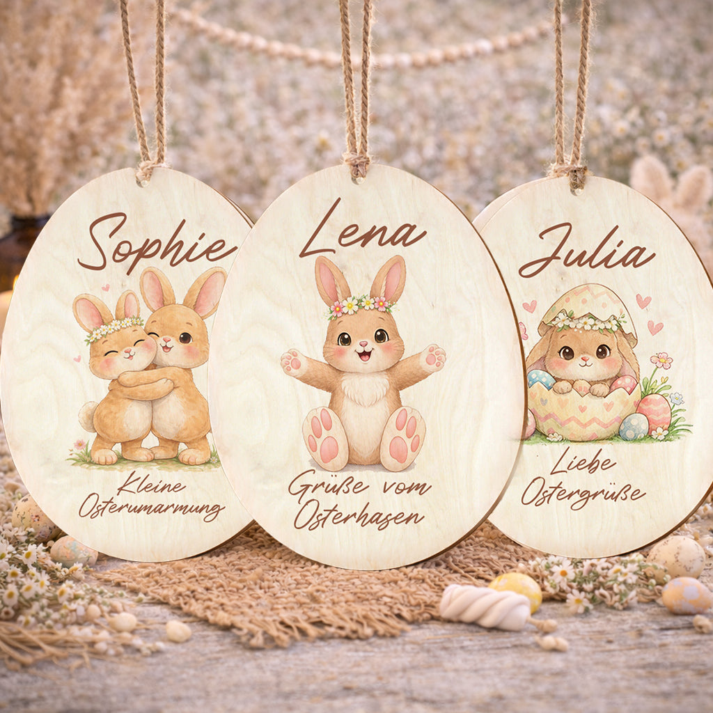 Osteranhänger personalisiert aus Holz Osterei mit Name Ostergeschenk Kinder Osterdeko Anhänger Geschenk zu Ostern vom Osterhasen