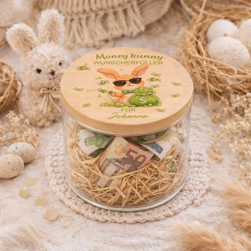 Personalisiertes Ostergeschenk Geldgeschenk Ostern Wunscherfüller für Familie und Freunde im Glas