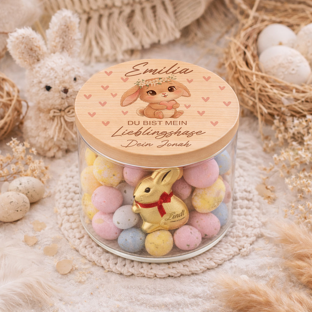 Ostergeschenk Lieblingshase Osternest Glas für Kinder mit Namen