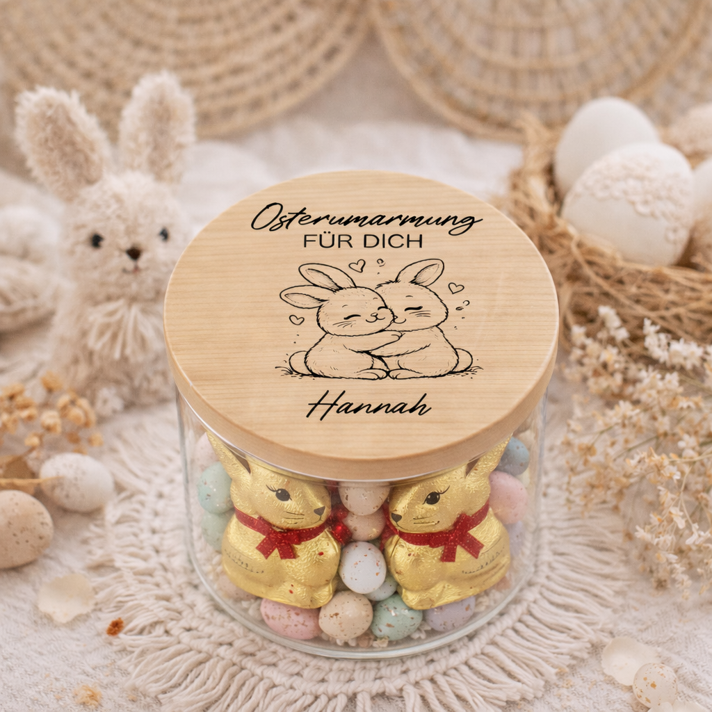 Osterhase Geschenk – personalisiertes Vorratsglas mit Gravur