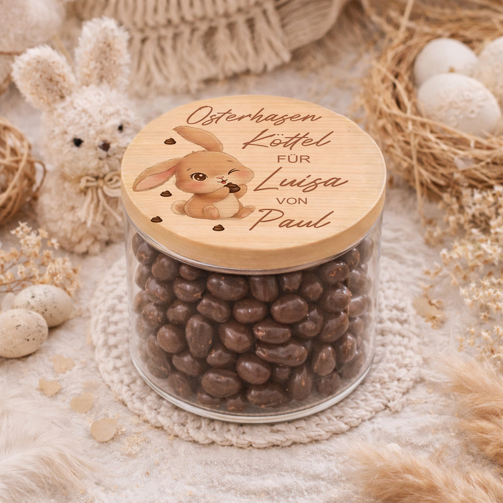 Osternest Glas personalisiert Hasen Köttel