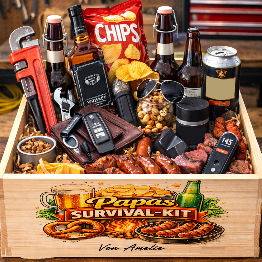 papa geschenk personalisiert vatertag geschenk bierkiste grillmeister papa survival kit papa nervennahrung