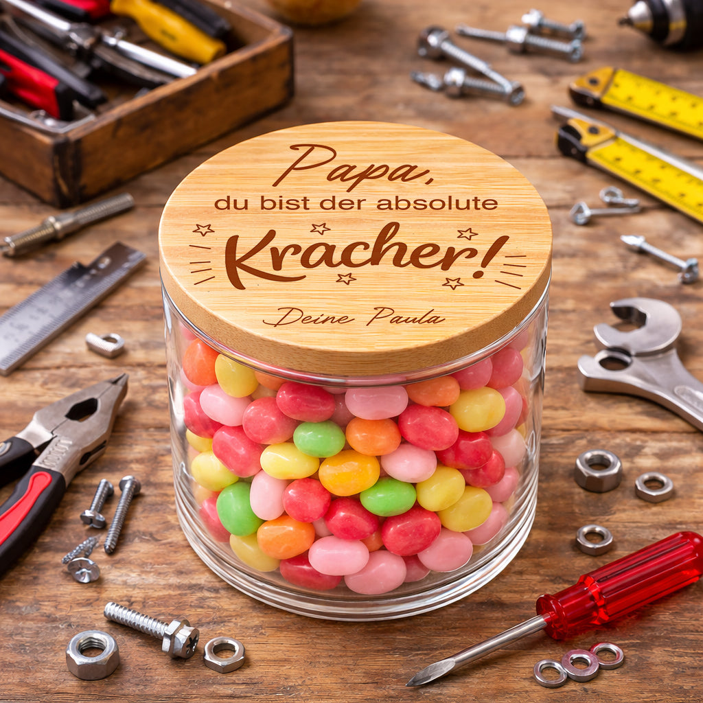 Papa Geschenk personalisiert Vatertagsgeschenk Papa Heimwerker Vatertag Vorratsglas Papa du bist der absolute Kracher