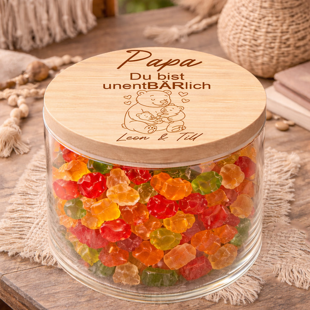 Papa Geschenk personalisiert Papa du bist unentBÄRlich Vatertagsgeschenk Papa Gummibärchen Glas Geschenk für Papa von Kind