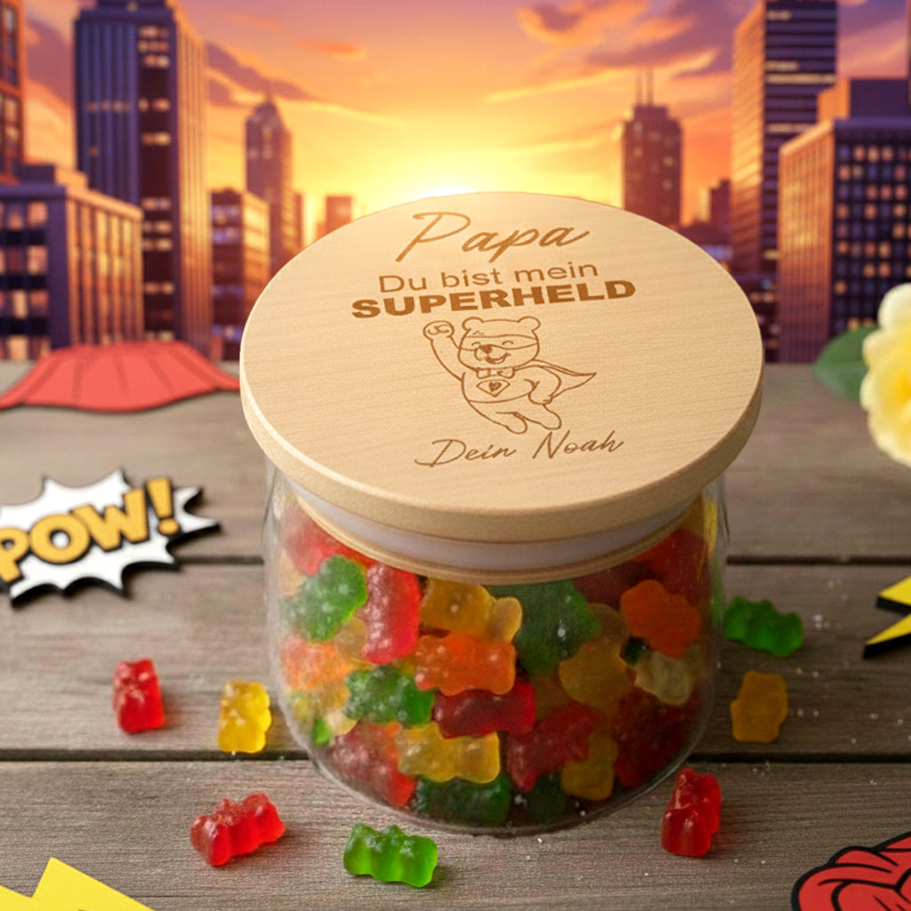 Papa Geschenk personalisiert Papa du bist unentBÄRlich Vatertagsgeschenk Papa Gummibärchen Glas Geschenk für Papa von Kind