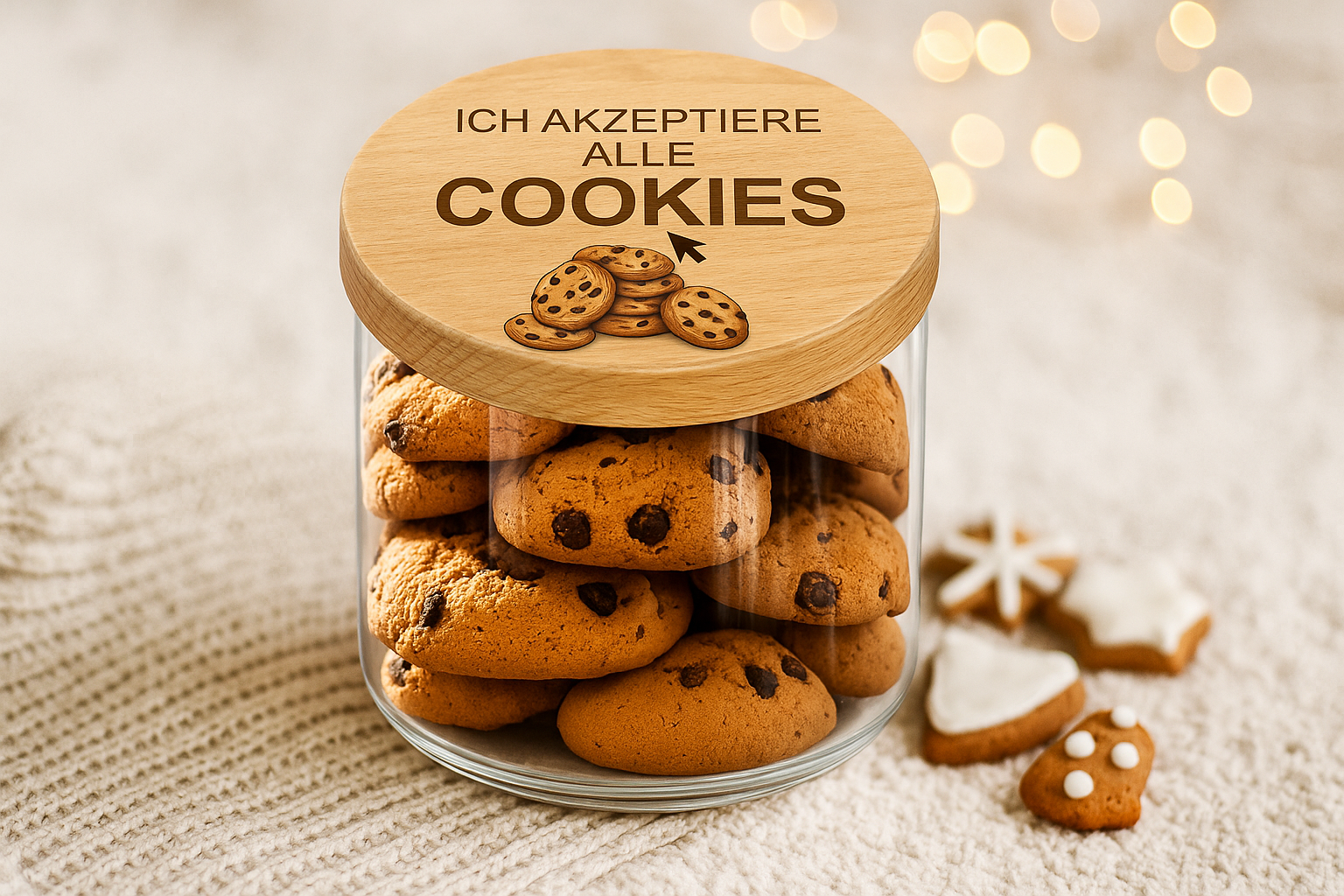 Weihnachtsgeschenk Glas mit Gravur – Kekse und Süßigkeiten stilvoll verpackt