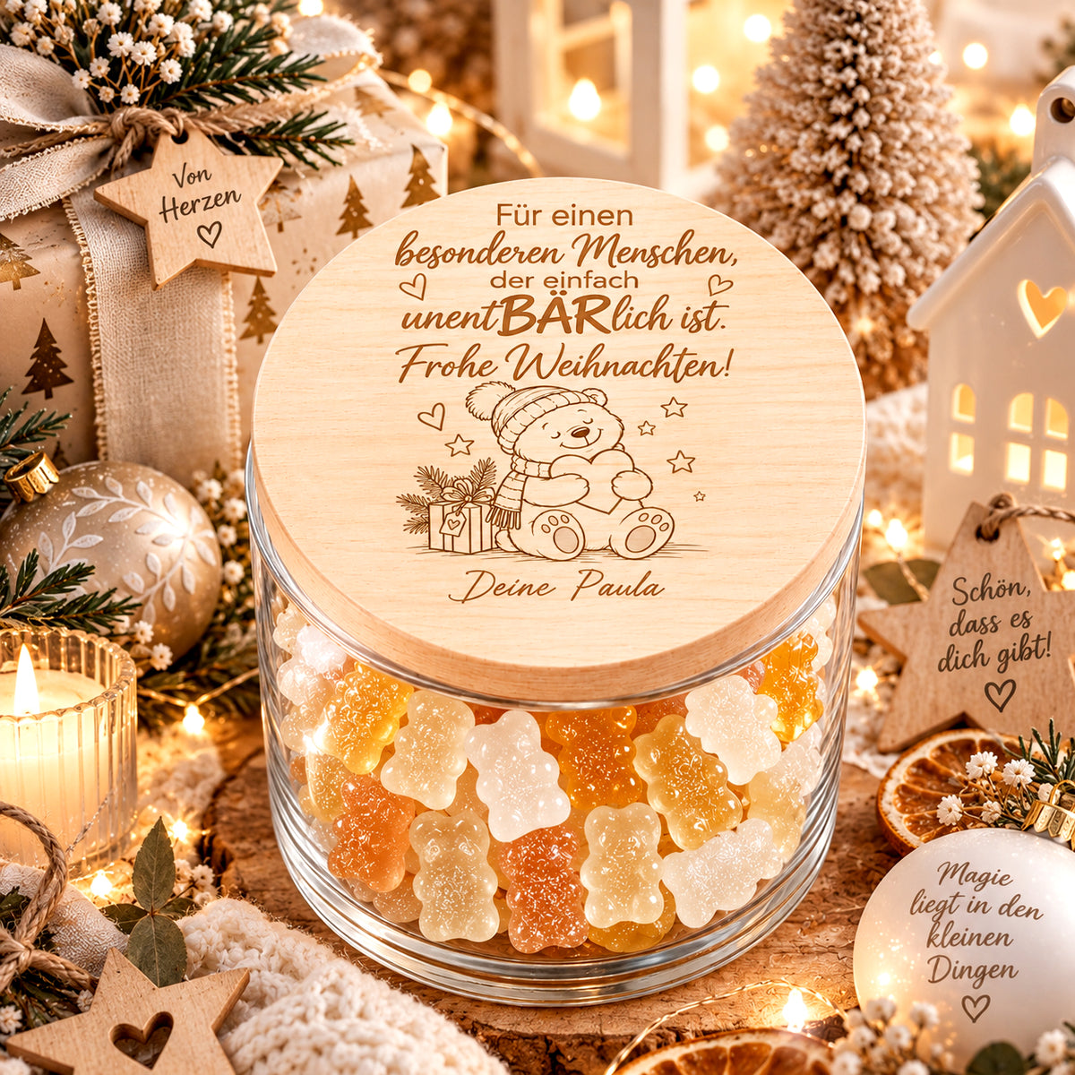 Personalisiertes Weihnachtsgeschenk für einen besonderen Menschen mit unentBÄRlich Spruch