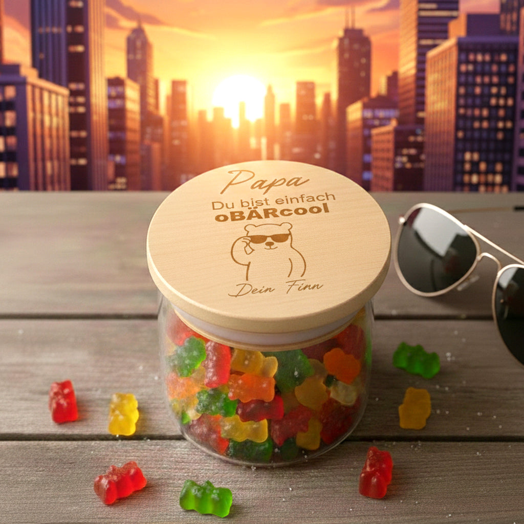 Papa Geschenk personalisiert Papa du bist unentBÄRlich Vatertagsgeschenk Papa Gummibärchen Glas Geschenk für Papa von Kind