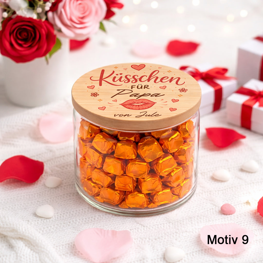 Vatertagsgeschenk Papa personalisiert Küsschen für Papa Ferrero Küsschen Glas Papa Überraschung Geschenk Vorratsglas Geschenk für Papa