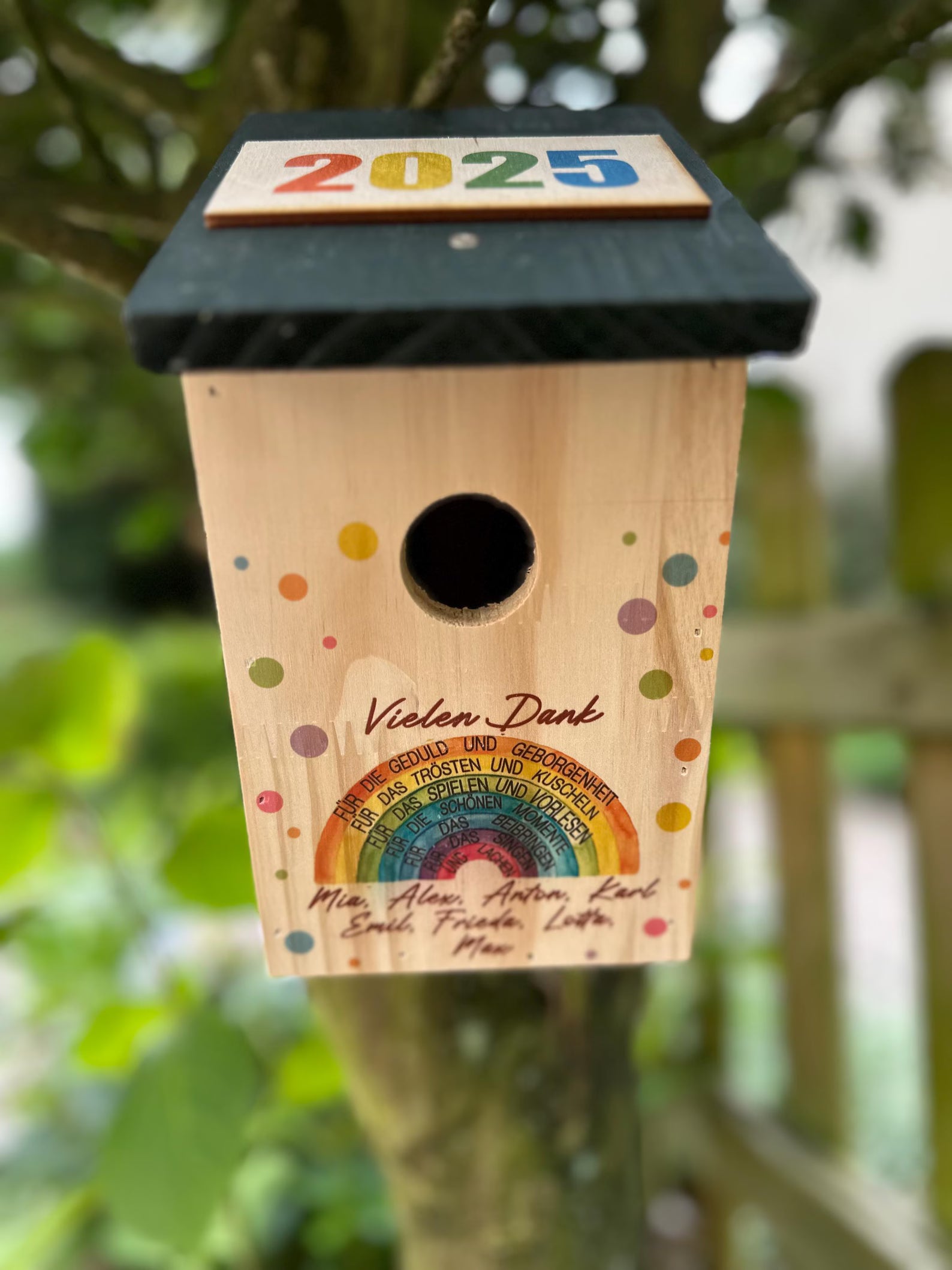 Personalisiertes Vogelhaus als Geschenk für Erzieherin zum Kita Abschied