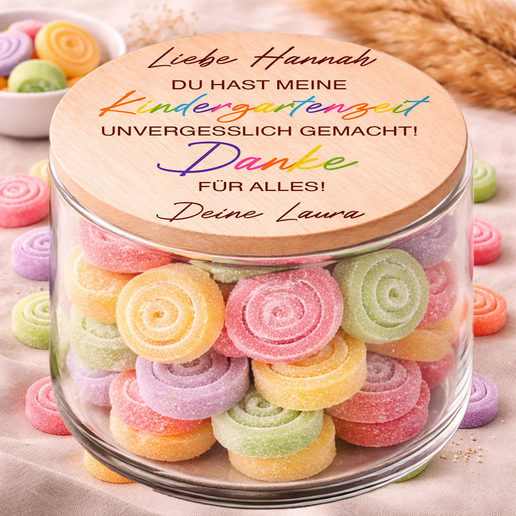Vorratsglas personalisiert als Geschenkidee für Kita Abschied