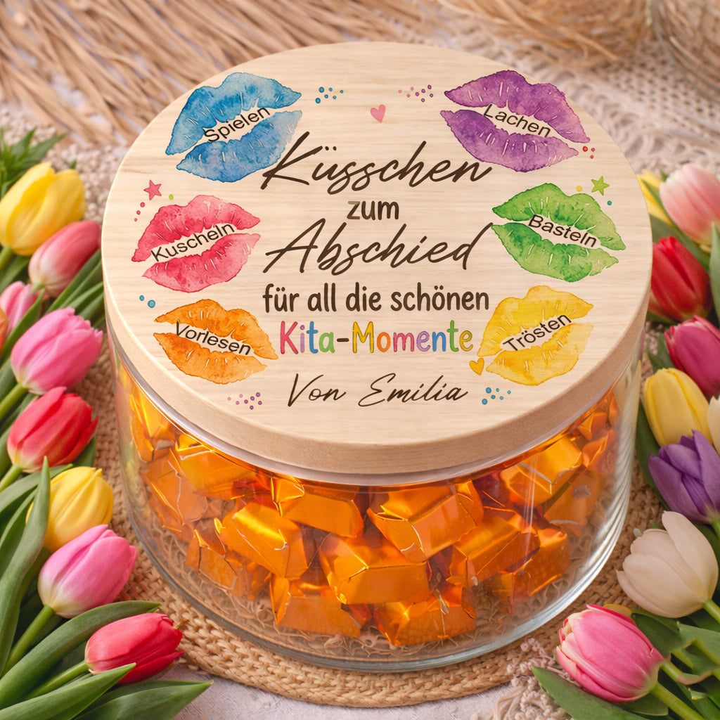 Personalisiertes Vorratsglas als Geschenk mit Herz für Erzieherin