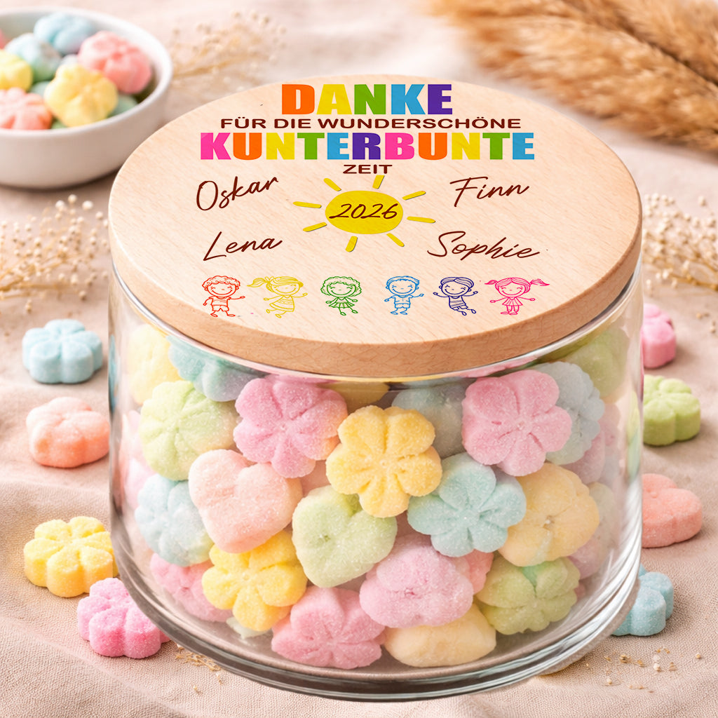 Personalisiertes Vorratsglas als Erinnerung an die Kindergartenzeit