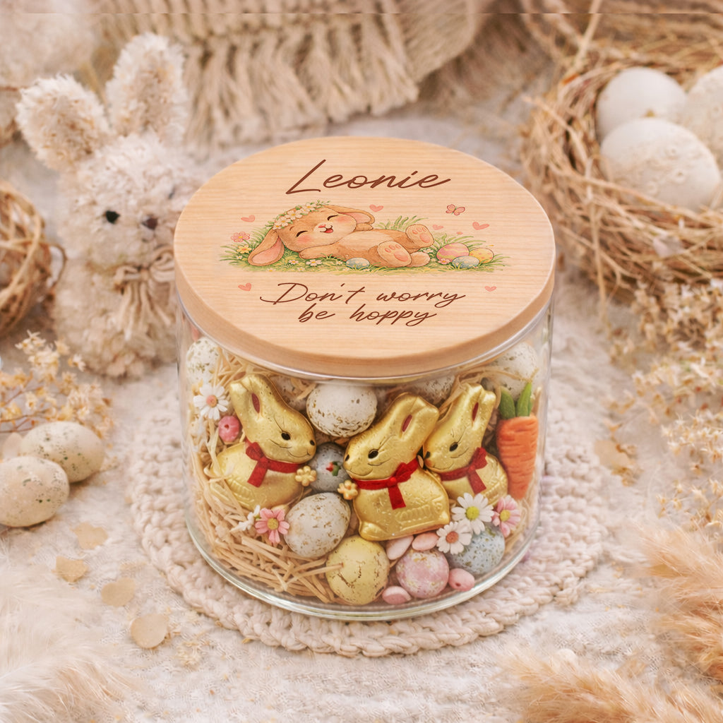 Nachhaltiges Ostergeschenk Vorratsglas mit Holzdeckel