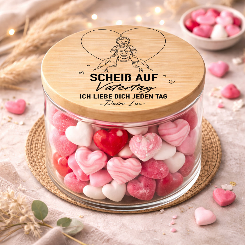 Personalisiertes Vorratsglas Papa mit Spruch „Ich liebe dich jeden Tag“ und Name – Geschenk für Vatertag oder Geburtstag