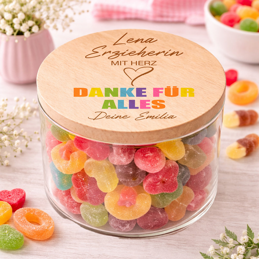 Personalisiertes Vorratsglas als Kita Abschied Geschenk für Erzieherin mit Namen