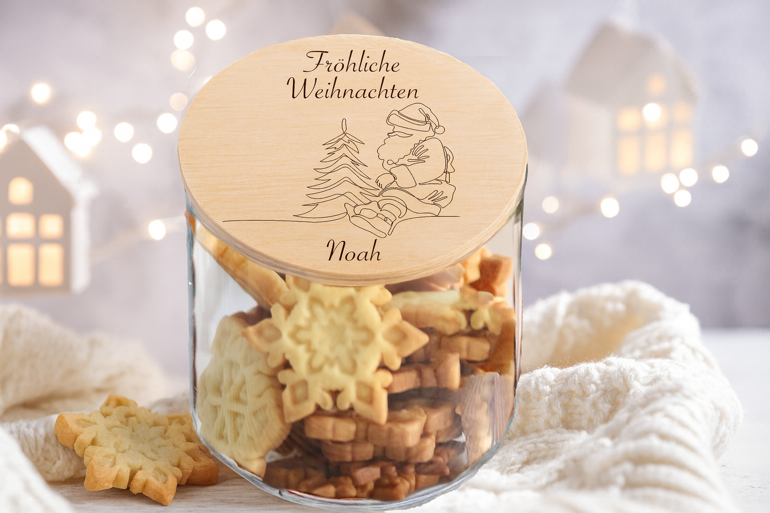 Glas für Weihnachtsgebäck – individuell bedruckt mit Namen