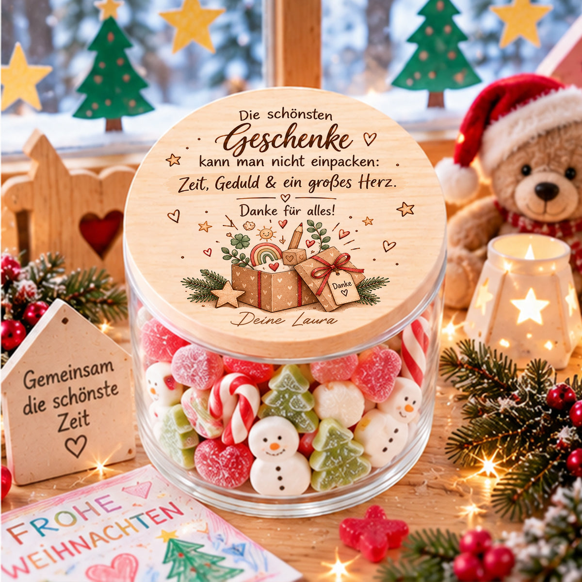 Personalisiertes Weihnachtsgeschenk für Erzieherin – Vorratsglas mit Danke-Spruch und Namen