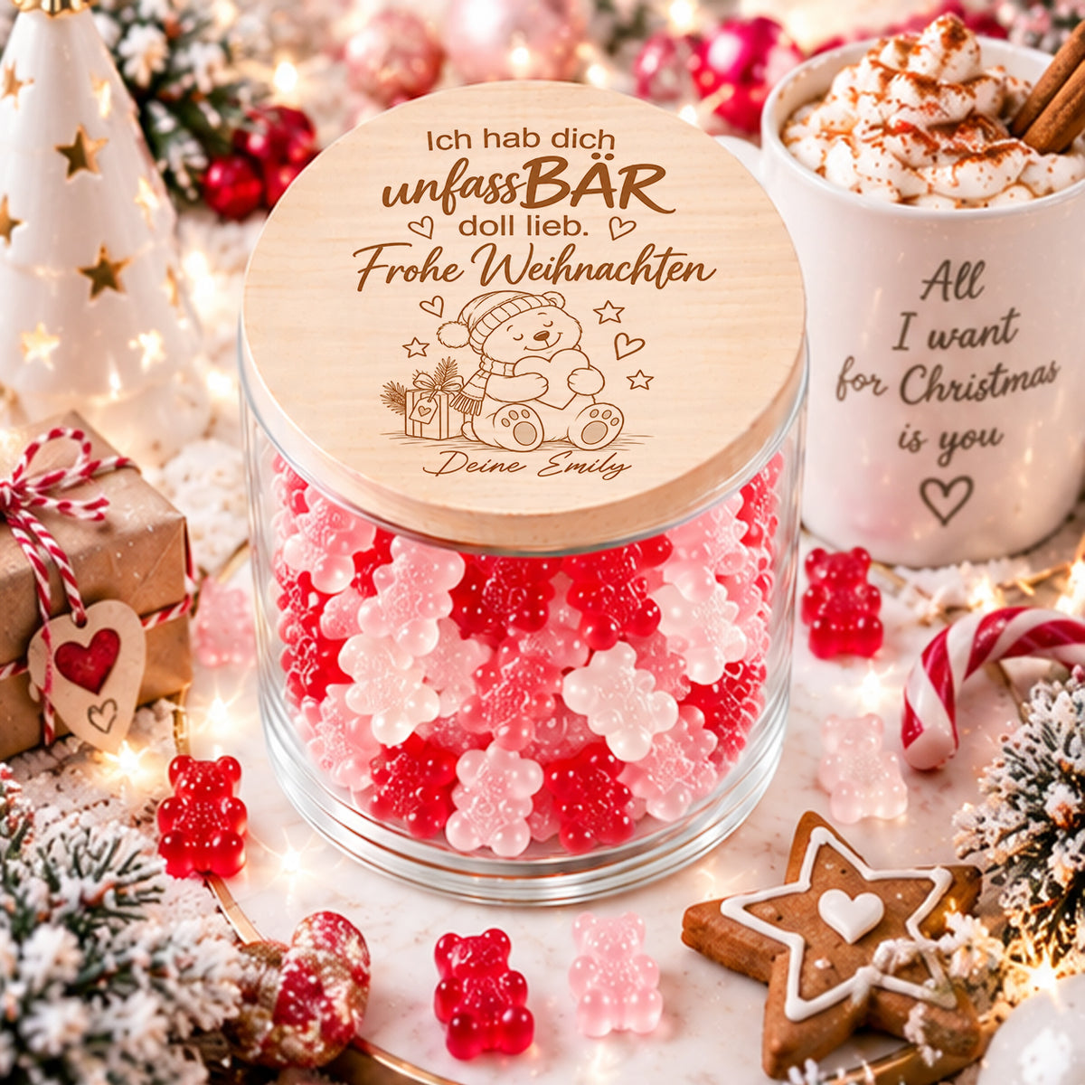 Personalisiertes Weihnachtsgeschenk für einen Lieblingsmenschen mit unfassBÄR doll lieb Spruch
